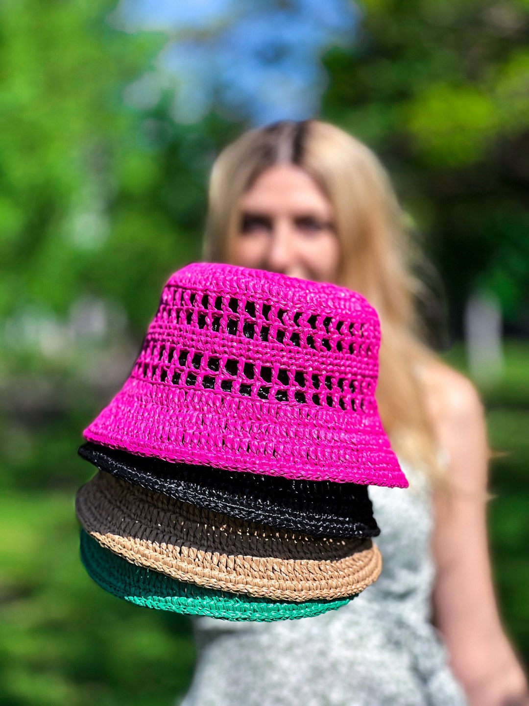 Crochet Pattern Bucket Hat, Crochet Raffia Hat Video