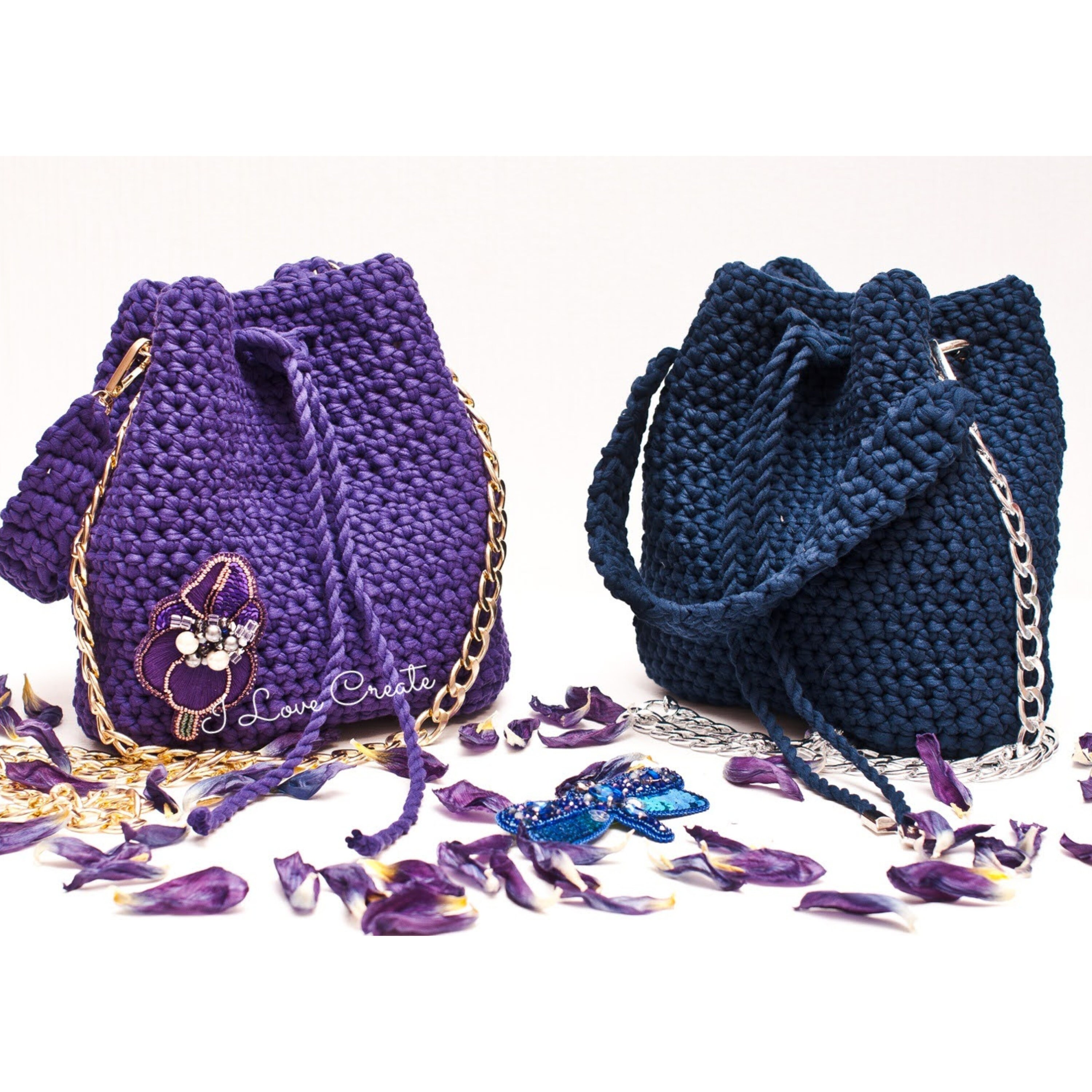 Crochet Bucket Bag Pattern, DIY Drawstring Bag Pattern, Crochet