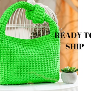 Ready To Ship, Neon Green Women Handbag, Crochet Bag, Summer Crochet Purse, Perfect Sister Birthday Gift