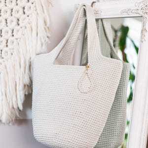 Classic Crochet Shopper Pattern, PDF Tote Bag Tutorial, Step-by-Step Video, Cord Market Bag DIY, Easy Beginner Bag Pattern in English