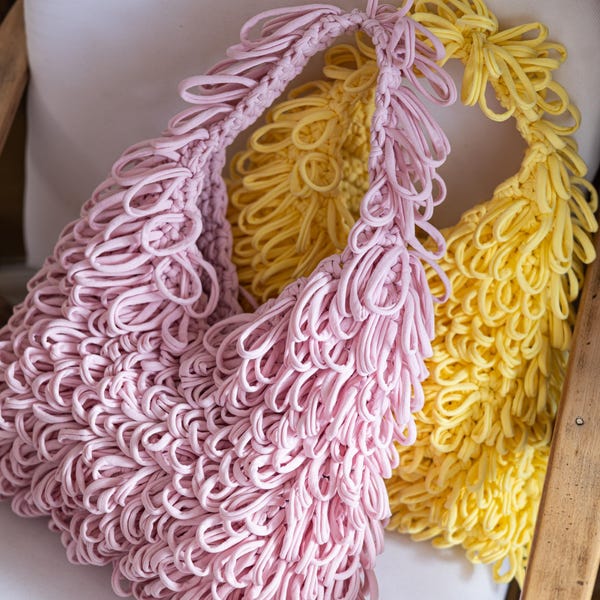 Chunky Crochet Loop Bag Pattern | T-Shirt Yarn Tote | Market Bag PDF + Video Tutorial