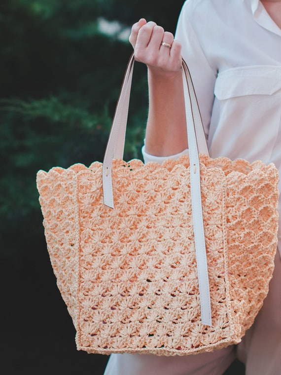 Patron Bolso Tote a Crochet con Video Tutorial Paso a Paso Patron Bolso de Rafia a Crochet Bolso de Rafia DIY Tutorial Bolso a Crochet facil de seguir Etsy Espana