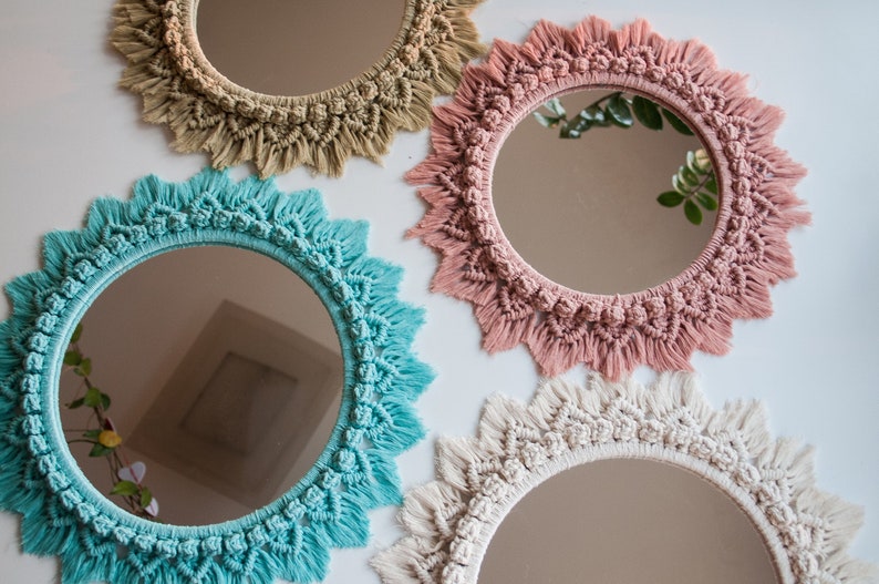 Macrame Mirror Pattern, DIY Macrame Wall Art, Modern Boho Wall Decor Video Tutorial, Boho Macrame Mirror PDF Pattern, Do It Yourself image 9