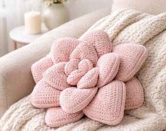 Crochet Succulent Cushion Pattern, Pillow PDF Tutorial with Video, Cactus Pillow Pattern, Easy Crochet Home Decor