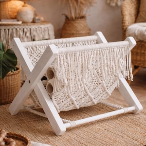 Macrame Magazine Rack Pattern, Boho Book Nook PDF Pattern And Video Tutorial In English