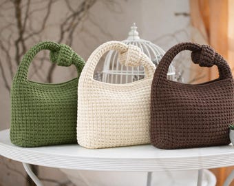 Crochet Hobo Bag Pattern | Beginner DIY Rope Purse PDF Pattern + Step-by-Step Video in English