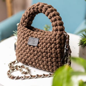 Einfaches Häkeln von Handtaschen-Mustern, Kleine T-Shirt Garn Tasche DIY, Anfänger-freundliche Geldbörse, PDF-Muster + Schritt-für-Schritt-Video-Anleitung