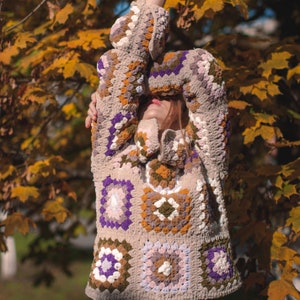 Crochet pattern Granny square sweater, crochet sweater video tutorial, granny square crochet pattern, qranny square sweater crochet DIY image 3