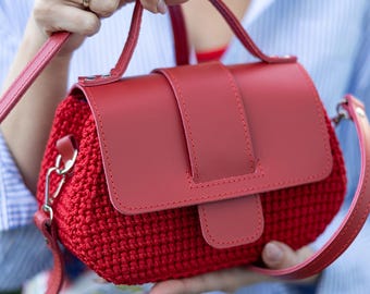 Crochet Flap Bag Pattern, Leather Shoulder Bag PDF, Crossbody Purse Tutorial, English Video, Mini Bag DIY