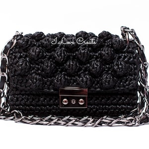 Crochet bag pattern Bag with bubbles video tutorial, crossbody bag pattern, tshirt yarn bag crochet DIY, crochet clutch DIY, crochet purse