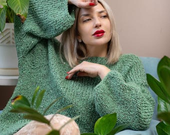 Oversized Sweater Knitting Pattern, Top Down Raglan PDF, Bouclé Sweater, Video Tutorial, XS–XXL