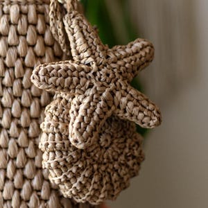 Crochet Shell & Starfish Keychain Pattern PDF | Easy Sea Amigurumi Bag Charm | Car Rearview Mirror Decor | Raffia Summer DIY Tutorial