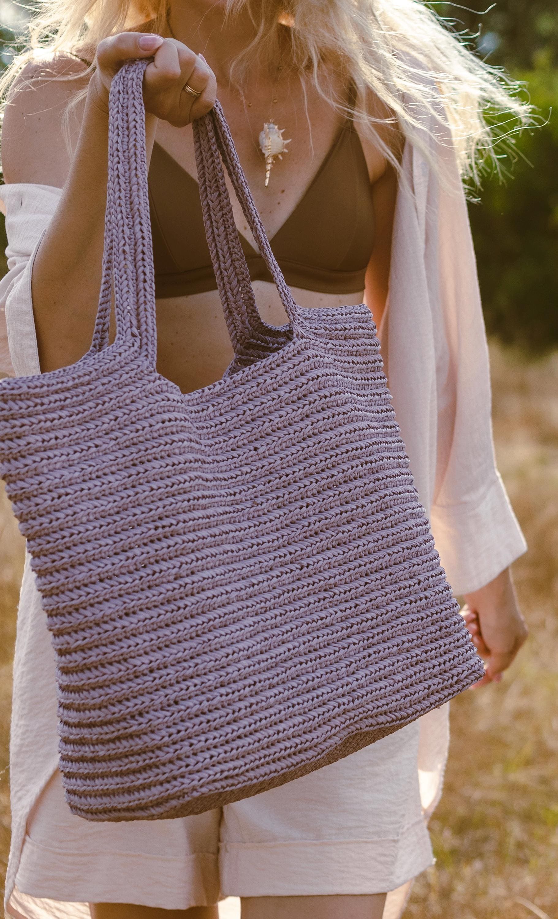 Crochet Raffia Bag Pattern PDF, Safo Beach Tote Bag Crochet Pattern with Step-by-Step Video Tutorial, DIY Summer Bag, Easy Crochet Bag