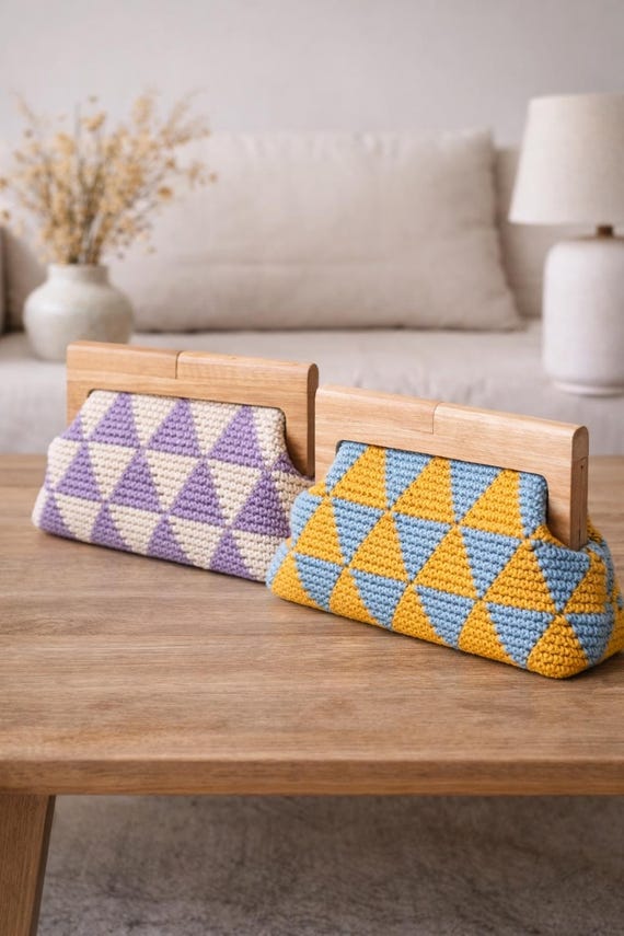 Crochet Kiss Lock Clutch Pattern, Jacquard Snap Bag (PDF Included) English Video Tutorial