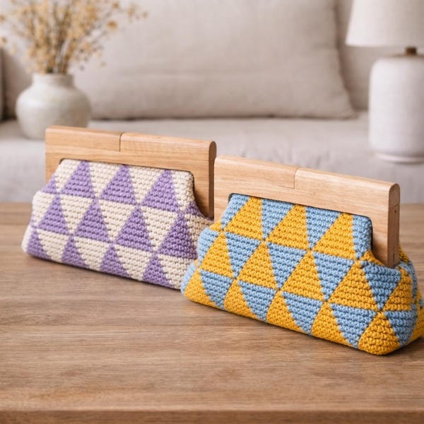 Crochet Kiss Lock Clutch Pattern, Jacquard Snap Bag (PDF Included) English Video Tutorial