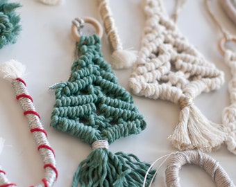 Macrame Christmas Tree Ornaments Pattern, DIY Small Xmas Trees Tutorial, Macrame Ornament Instructions PDF & Video in English