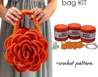 DIY Crochet Rose Bag Kit, Create Your Own Flower Crochet Handbag, Beaded Bag Kit for Adults, Ideal DIY Gift for Sister, Do It Yourself