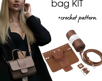 Crochet Bag Kit, Complete DIY Craft Kit for Adults, Make Your Own Handmade Mia Crossbody Bag with Crochet Purse DIY Kit, Perfect Gifts