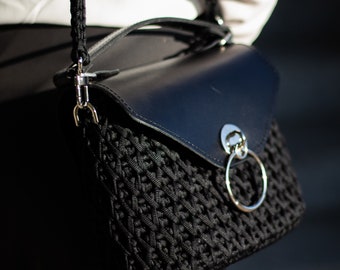 Chic Minimalist Leather & Crochet Shoulder Bags - Multiple Colors