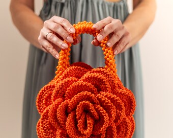 Crochet Bag Pattern and Step-by-step Video Tutorial, Rose Bag