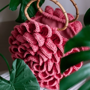 Sac fleur au crochet, Sac fait main au crochet en raphia, petit sac de soirée au crochet, sac à main pivoine au crochet, cadeau d'anniversaire parfait pour soeur