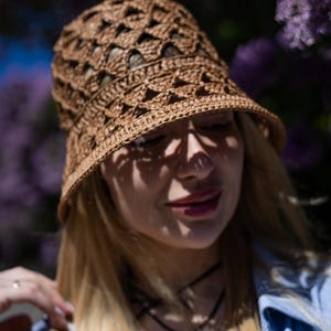 Crochet Raffia Bucket Hat Pattern, Summer Hat Crochet Tutorial, DIY Beach Hat, Wide Brim Sun Hat, Crochet Vacation Hat, PDF Pattern Download