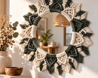 Macrame Mirror Pattern PDF, DIY Guide Boho Mirror Frame Decoration, Digital Instructions, Handmade Home Decor Project, Gift for Crafters