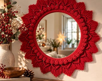 Macrame Mirror Pattern PDF, Sunburst Mirror Frame Tutorial, DIY Boho Wall Decor, Handmade Round Mirror Decoration, Digital Guide Download