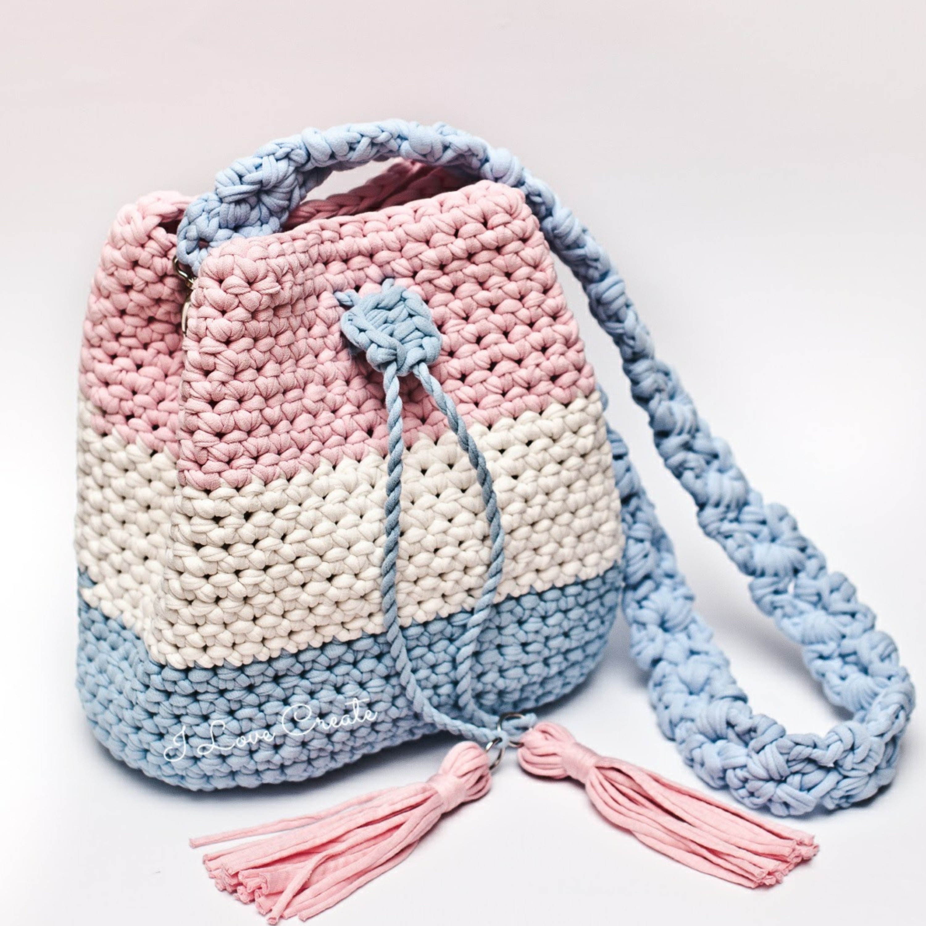 Crochet Bucket Bag Pattern, DIY Drawstring Bag Pattern, Crochet