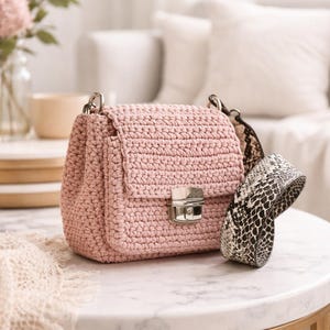 Crochet Bag Pattern with Pocket, Crossbody Bag Crochet Tutorial, T-Shirt Yarn Bag DIY, Easy PDF Pattern, Step-by-Step Video, Handmade Bag