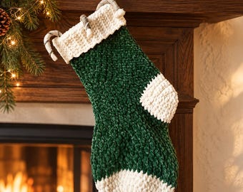 Xmas Stocking Crochet Pattern, Handmade Fireplace Decorations, DIY Santa Sock PDF Tutorial, Festive Crochet Home Decor, Crochet Lover Gift