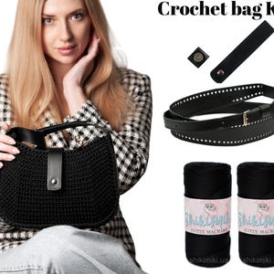 Crochet kit bag Loran, DIY bag KIT, leather accessories and polyester rope, crochet bag pattern, crochet bag DIY accessories, leather straps