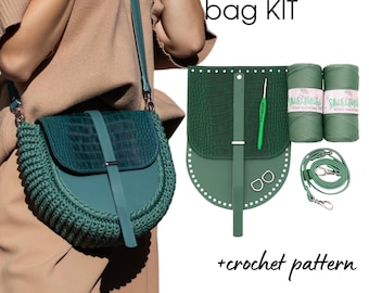 DIY Crochet Bag Kit, Create Your Own Leather Crochet Crossbody Bag, Crochet Bag Kit for Adults, Ideal DIY Gift for Sister, Do It Yourself