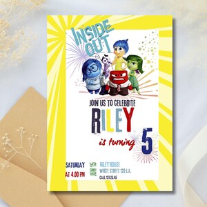 inside out birthday invitation, editable inside out birthday card, theme inside out,Personalized Invitation Card,Printable,CanvaTemplate 5x7