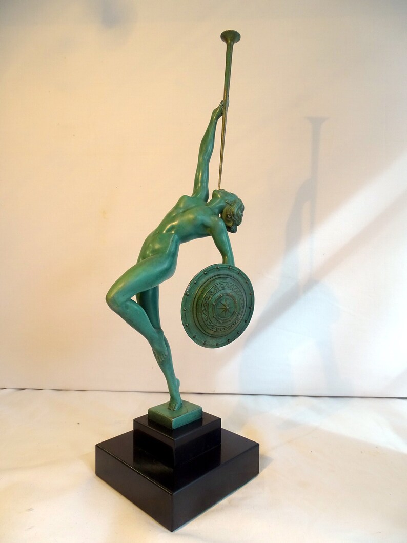 Art Deco jericho Original Nude Female Trumpet Blower, Signed Guerbe Etsy