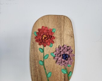 Handmade Flower Wall Decoration made with shells and wood