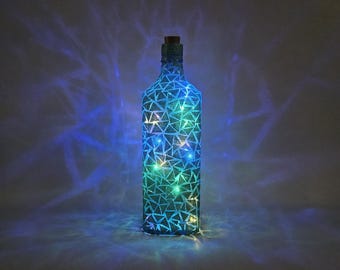 Sparkly Light-Up Decorative Glitter Bottle Lamp - Blue/Turquoise