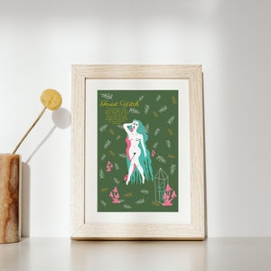 Carta Donna Natura, Strega della Foresta, carta da offrire, poster fantasy, carta originale da offrire