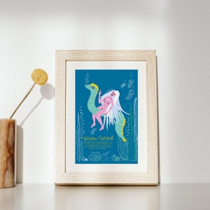 Carta Donna Acqua, Strega Acqua, carta da offrire, poster fantasy, carta originale da offrire