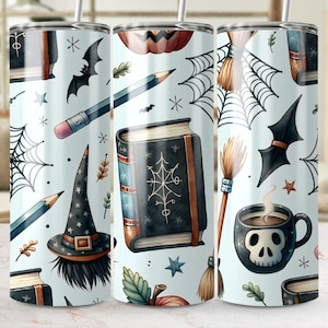 Spooky Witchy Teacher 20oz Skinny Tumbler Wrap Sublimation Design, Pumpkin Spice Straight & Tapered PNG Template, Instant Digital Download