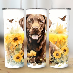 Labrador Retriever Dog Lovers 20oz Skinny Tumbler Sublimation Wrap, High Resolution Straight & Tapered PNG Wrap, Instant Digital Download
