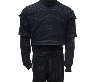 Traje de vuelo personalizado Mandalorian Star War, traje de cazador de recompensas, traje negro de 3 piezas