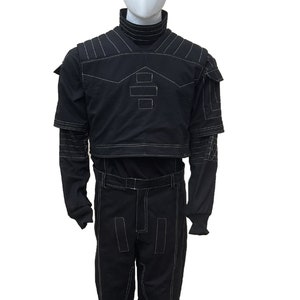 Mandalorian Star War Custom Flight Suit Cosplay Bounty Hunter Outfit 3 Piece Black Suit image 1