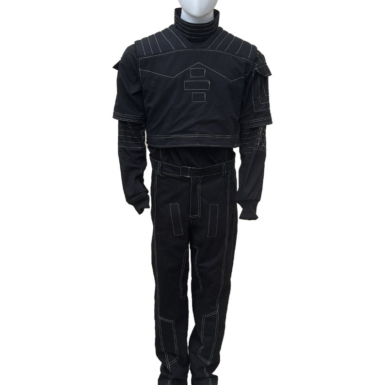 Mandalorian Star War Custom Flight Suit Cosplay Bounty Hunter Outfit 3 Piece Black Suit image 1