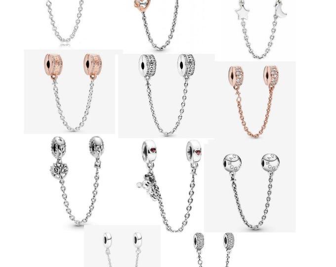 Logo safety chain, rose gold , elegance, family heart safety charm for women bracelet S925 Sterling Silver Gifts For Women / friend birthday