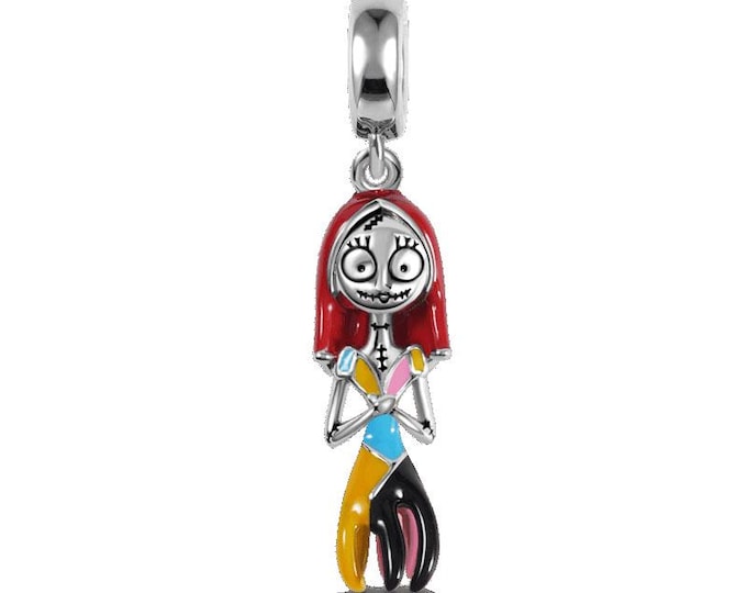 Skeleton scary Sally Skull dangle Charm Halloween Occasions bead for women bracelet S925 Sterling Silver For Women / friend birthday Gifts