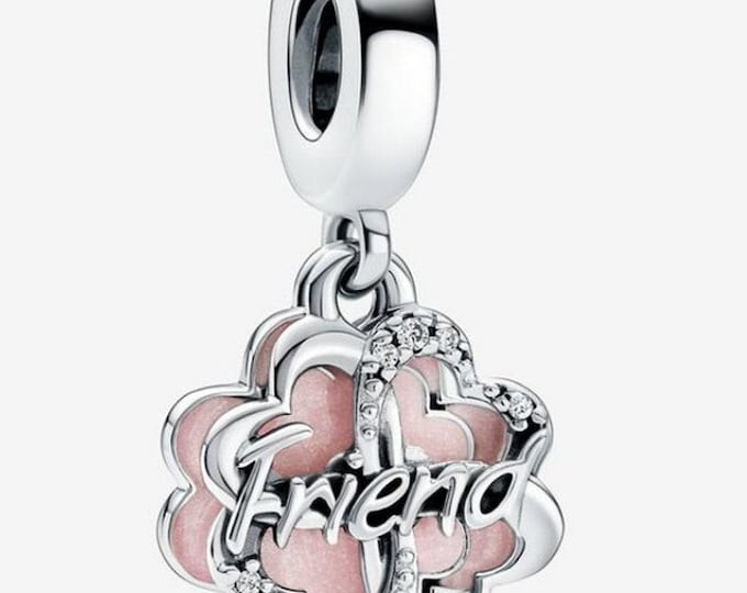 Four-leaf Clover Friendship pink dangle bead charm for women bracelet S925 Sterling Silver Gifts For Women / friend birthday gifts Christmas