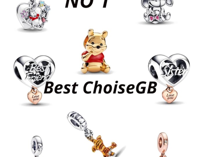 Winnie the Pooh & Piglet Double Dangle,  tiger, Bear, Sparkling  Cat charm for women bracelet S925 Sterling Silver Gifts For friend birthday