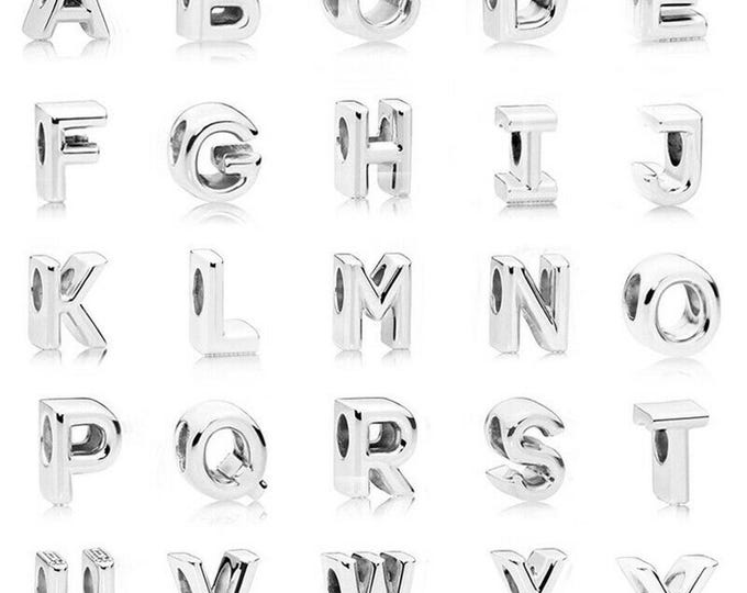 Simple ALPHABETS abc letter bead A-Z charm for women bracelet S925 Sterling Silver Gifts For Women / friend birthday  Gifts