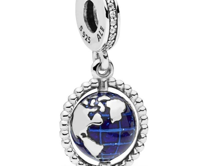SPINNING GLOBE Dangle charm for women bracelet S925 Sterling Silver For Women / friend birthday Gifts, I love you the moon and back